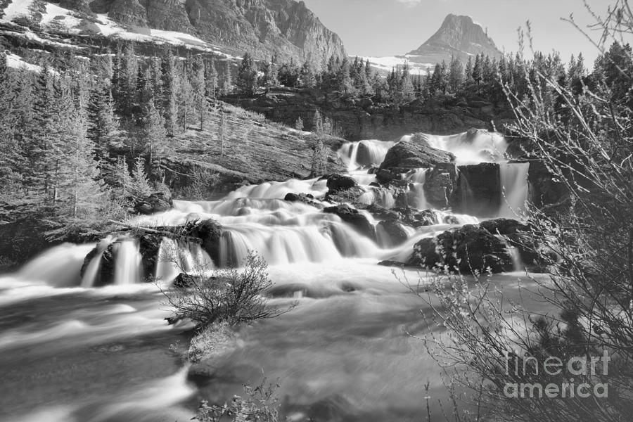 Spring 2019 At Red Rock Falls Black And White Photograph by Adam Jewell