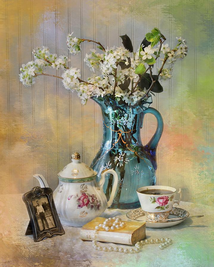 Spring, Apple Blossoms and Tea  Photograph by Harriet Feagin