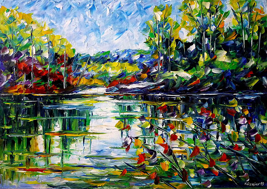 Spring At The Lake Painting by Mirek Kuzniar
