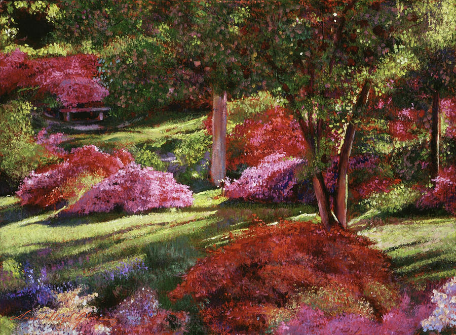 Spring Azaleas In The Park Painting by David Lloyd Glover
