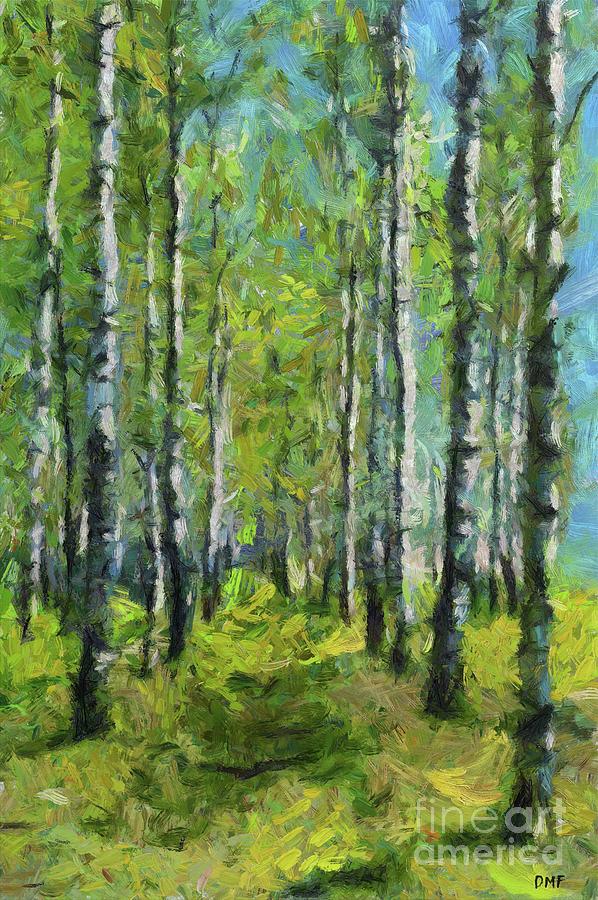 Spring Birch Forest Painting by Dragica Micki Fortuna