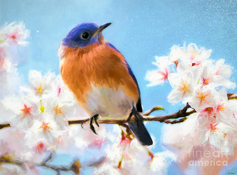 Spring Bluebird Painting by Tina LeCour - Fine Art America