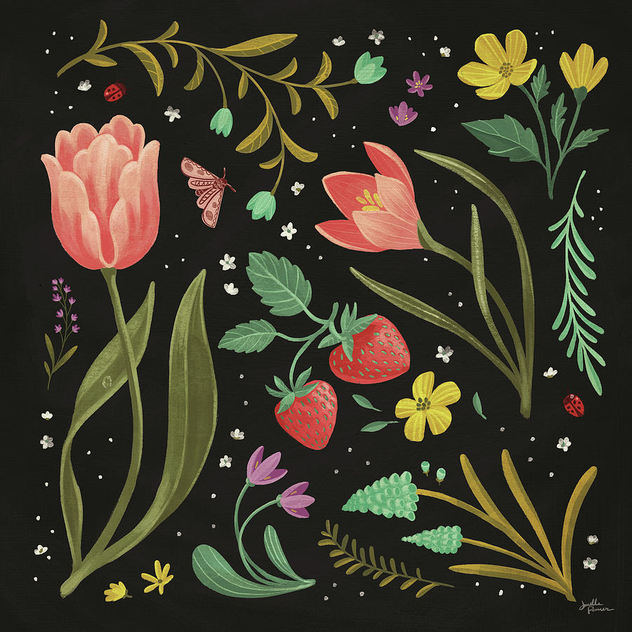 Flower Drawing - Spring Botanical IIi Black by Janelle Penner