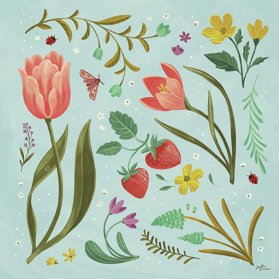 Flower Drawing - Spring Botanical IIi by Janelle Penner