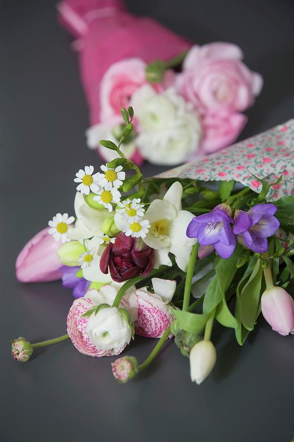 Spring Bouquets Wrapped In Gift Wrap Photograph by Studio27neun