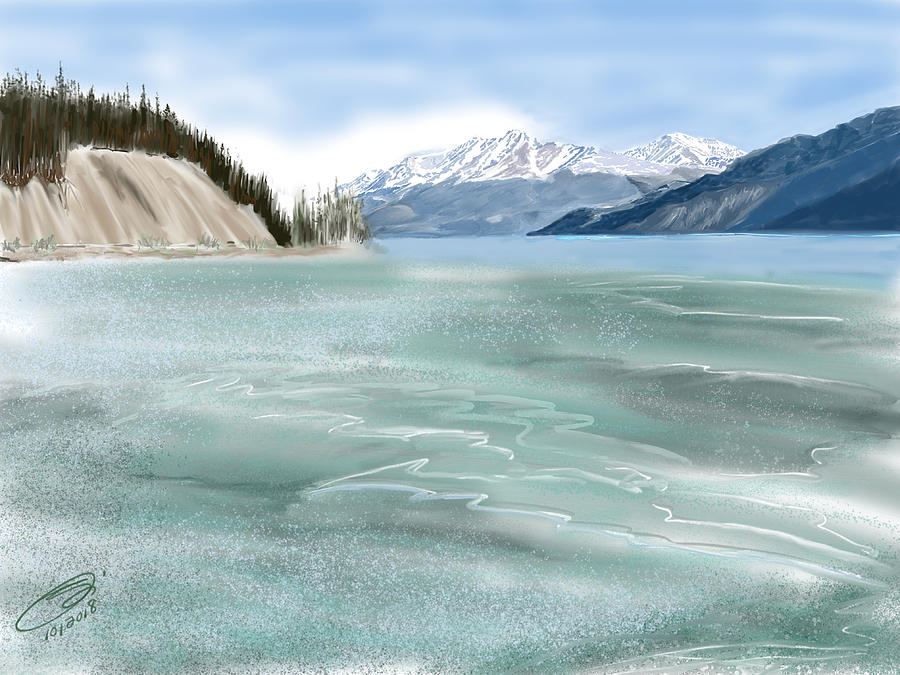 Spring Break the Alaska Highway at Muncho Lake Digital Art by Joel Deutsch