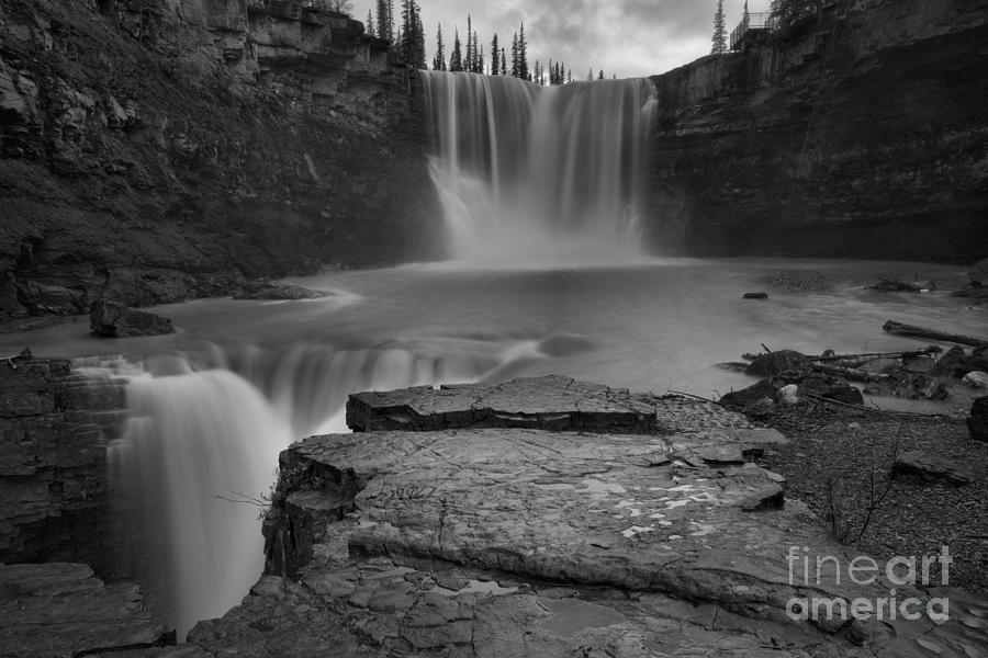 Spring Evening At Crescent Falls Black And White Photograph by Adam Jewell