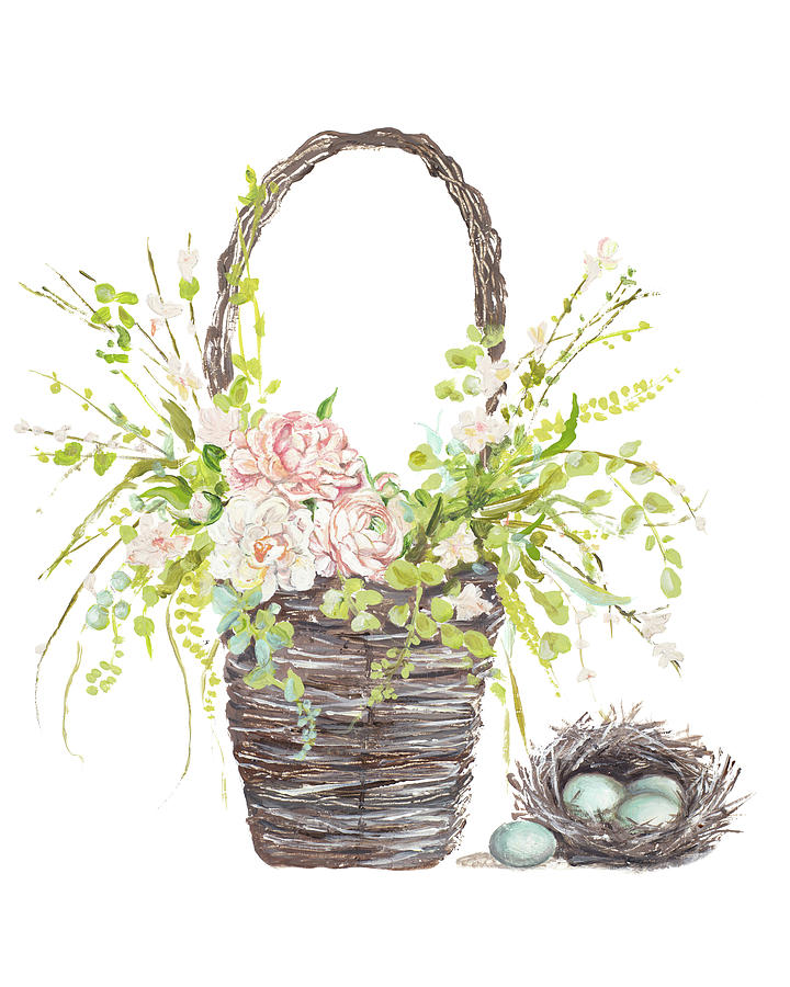 Spring Painting - Spring Flower Basket by Patricia Pinto