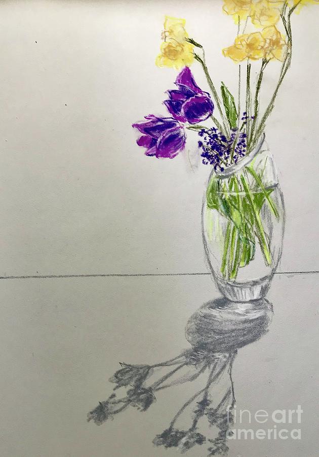 Spring Flowers in a Vase Pastel by Lavender Liu