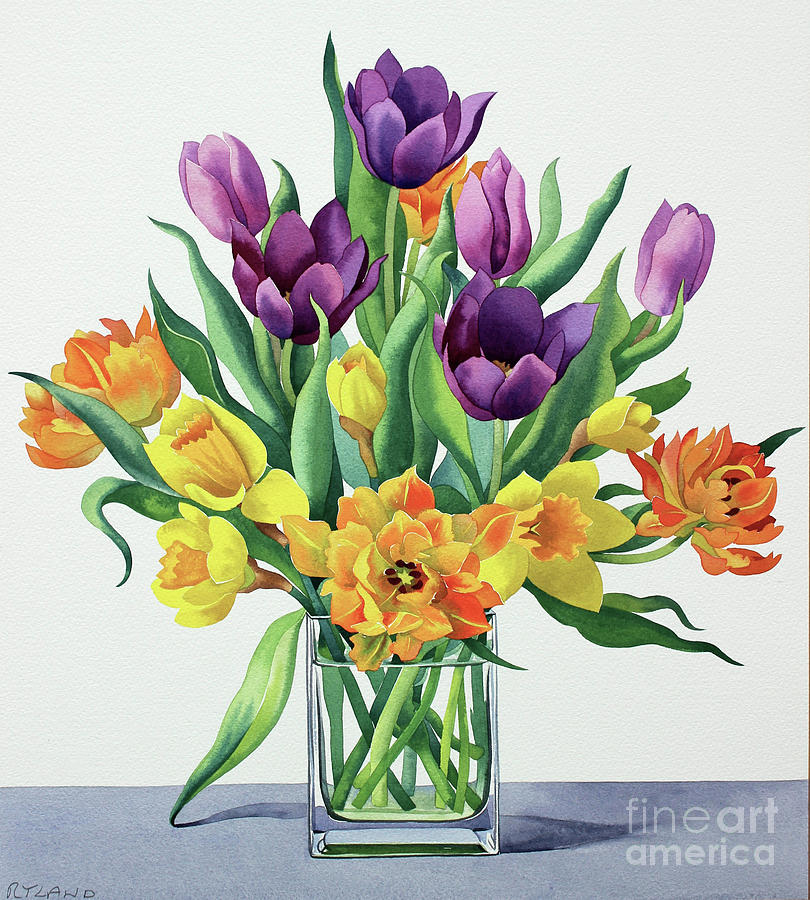 Spring Flowers watercolor Painting by Christopher Ryland