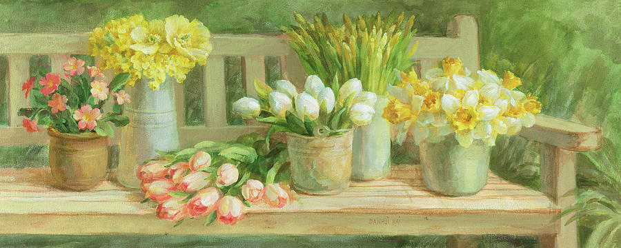 Spring Painting - Spring Garden Bench by Danhui Nai