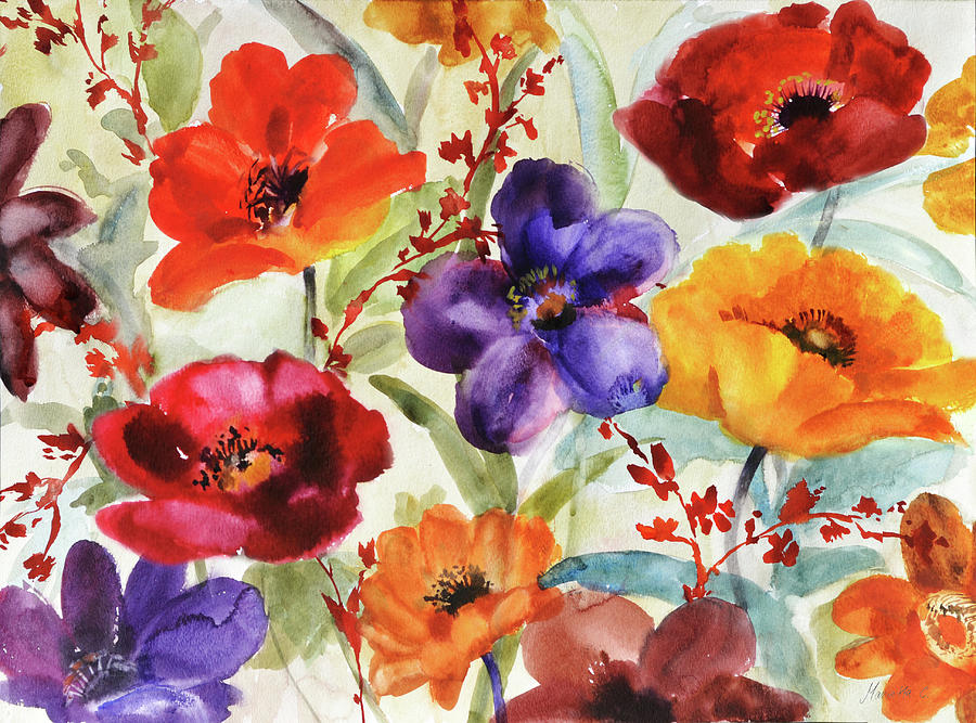 Flower Mixed Media - Spring Garden by Marietta Cohen Art And Design