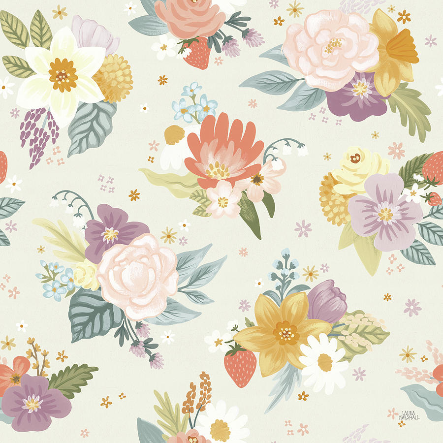 Flower Mixed Media - Spring Garden Pattern Va by Laura Marshall