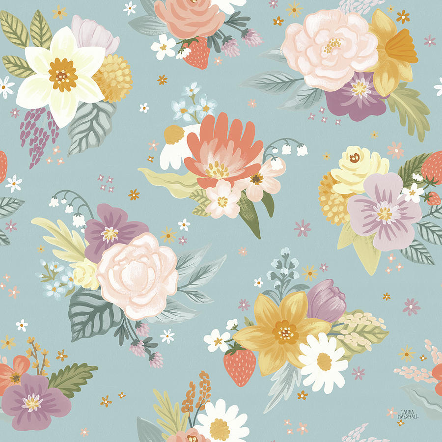 Flower Mixed Media - Spring Garden Pattern Vb by Laura Marshall