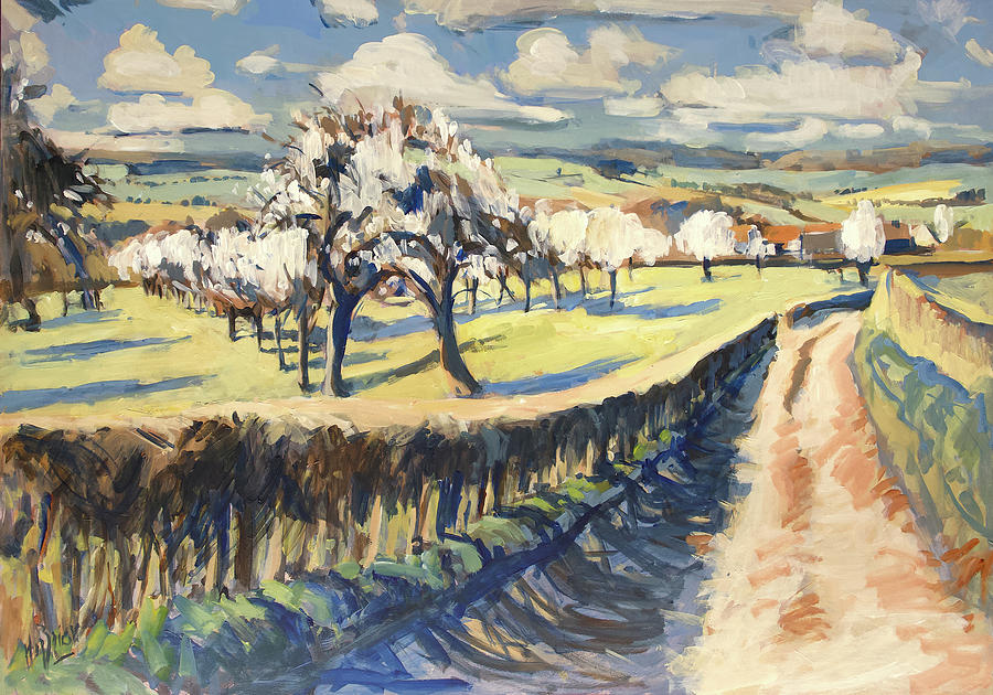 Spring in the Bellet fruit orchard Painting by Nop Briex