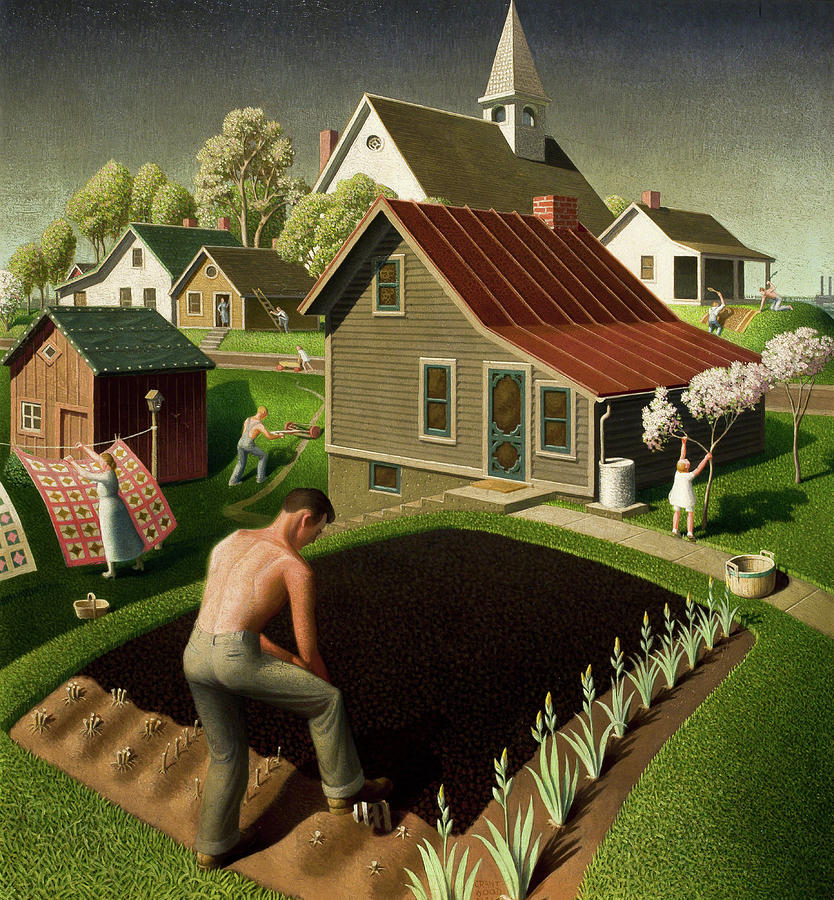 Grant Wood Painting - Spring in Town, 1941 by Grant Wood