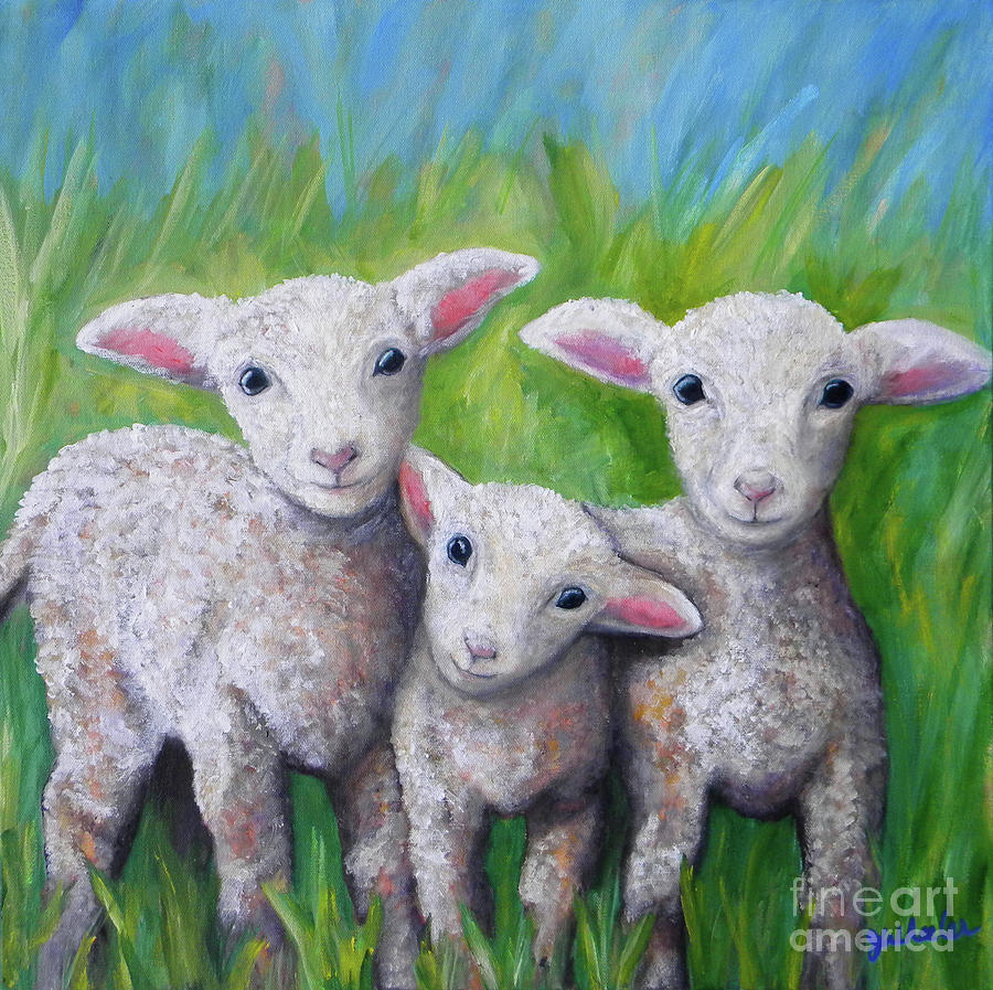 Spring Lambs Painting by JoAnn Wheeler