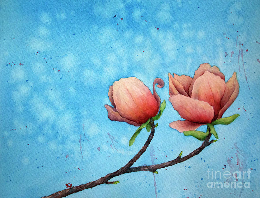 Spring Magnolia Blooms Painting by Rebecca Davis
