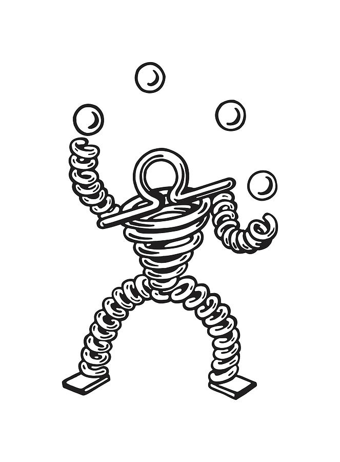 Black And White Drawing - Spring Man Juggling by CSA Images
