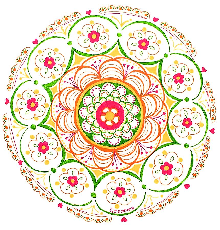 Spring Mandala Drawing by Cristina Gosserez - Pixels