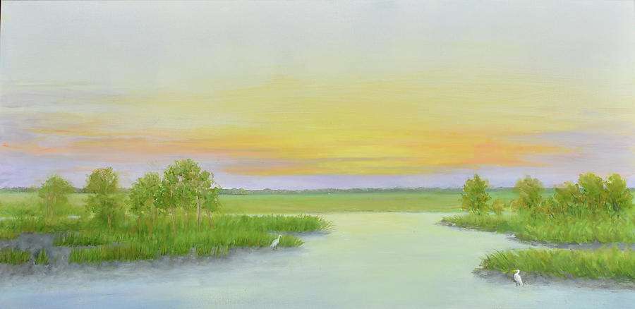 Spring Marsh View Painting by Audrey McLeod