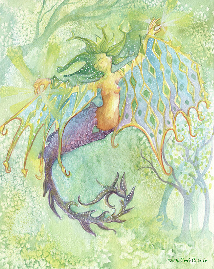 Spring Mermaid Painting by Cori Caputo