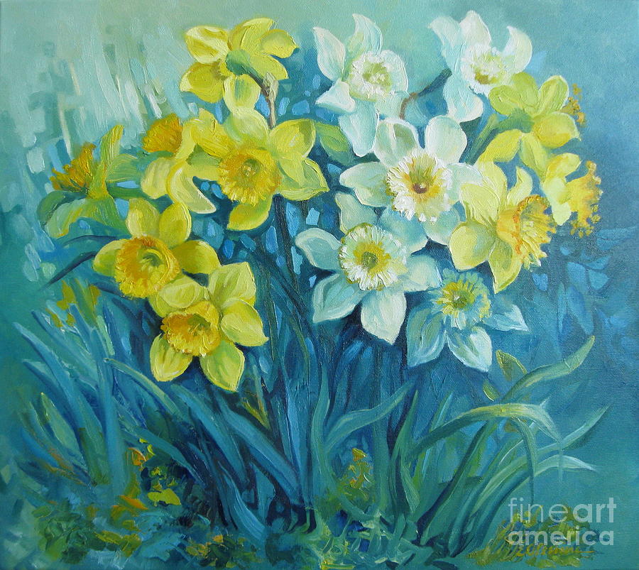 Spring of daffodils Painting by Elena Oleniuc