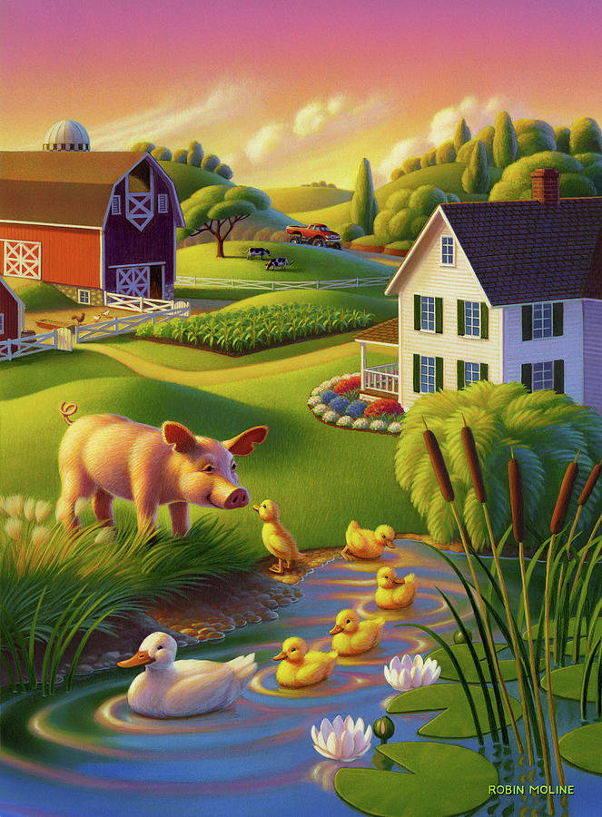 Spring Pig Painting by Robin Moline