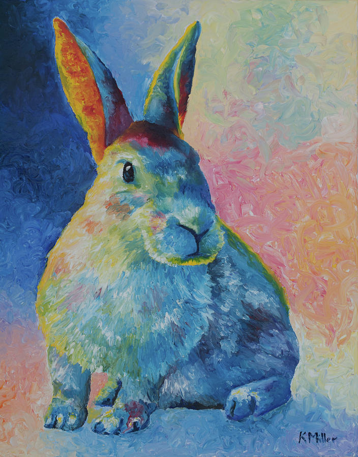 Spring Rabbit Painting by Kathie Miller