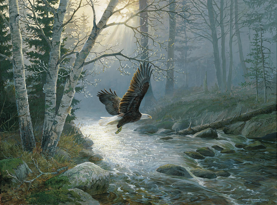 Eagle Painting - Spring Run by Wild Wings