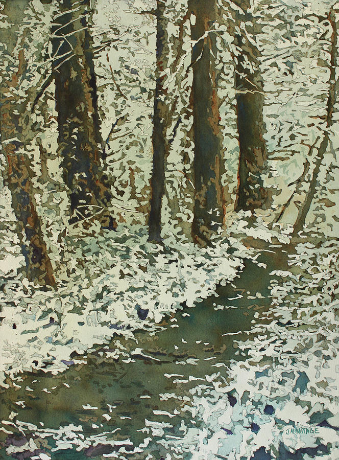 Spring Snow On Croisan Scenic Painting by Jenny Armitage