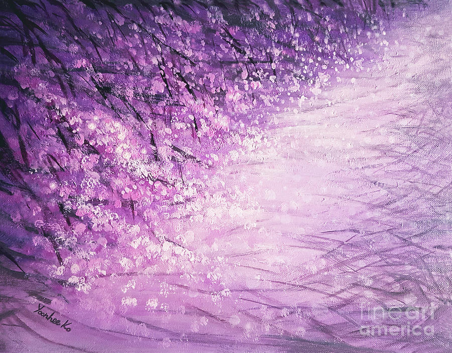 Spring Snow - Purple Painting by Yoonhee Ko