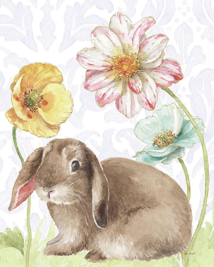 Easter Painting - Spring Softies Bunnies IIi Purple by Lisa Audit