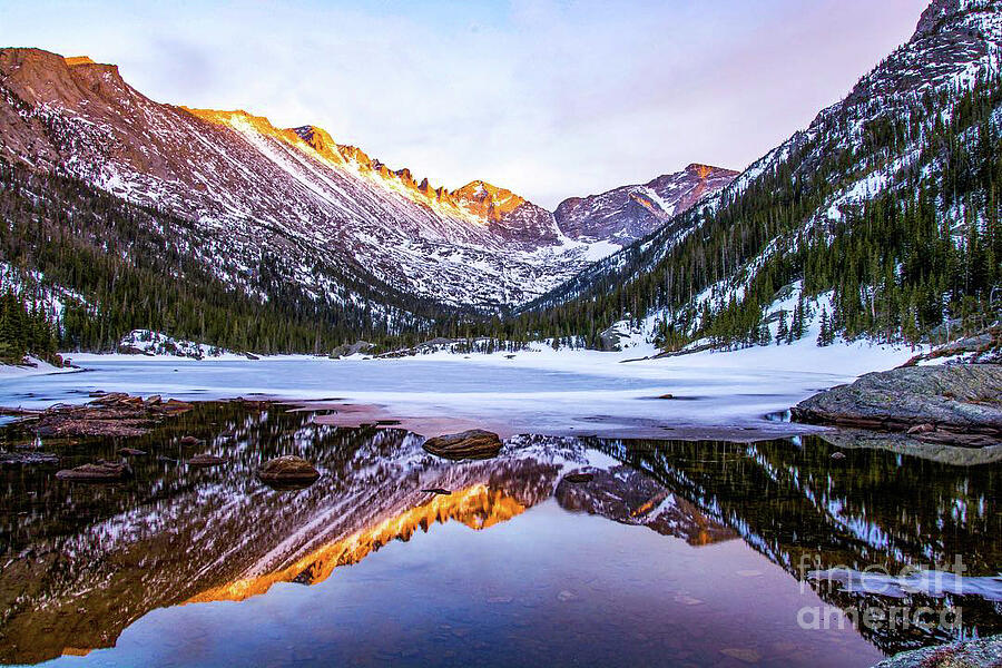 Spring Sunset at Mill's Lake in Rocky Mountain National Park, Colorado ...