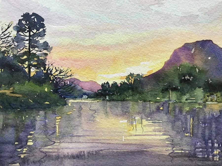 Santa Monica Painting - Spring Sunset - Malibou Lake  by Luisa Millicent