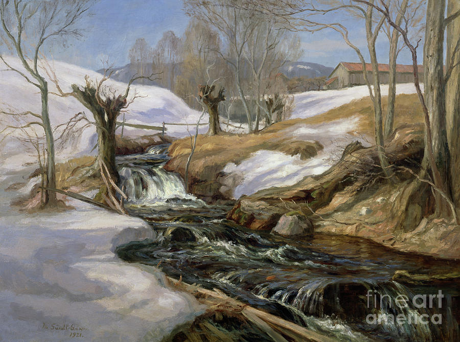 Spring thaw Painting by O Vaering by Thorvald Sundt-Ohlsen