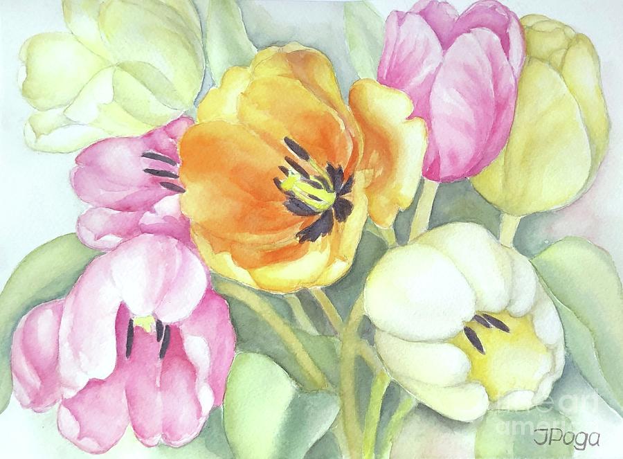 Spring tulips Painting by Inese Poga