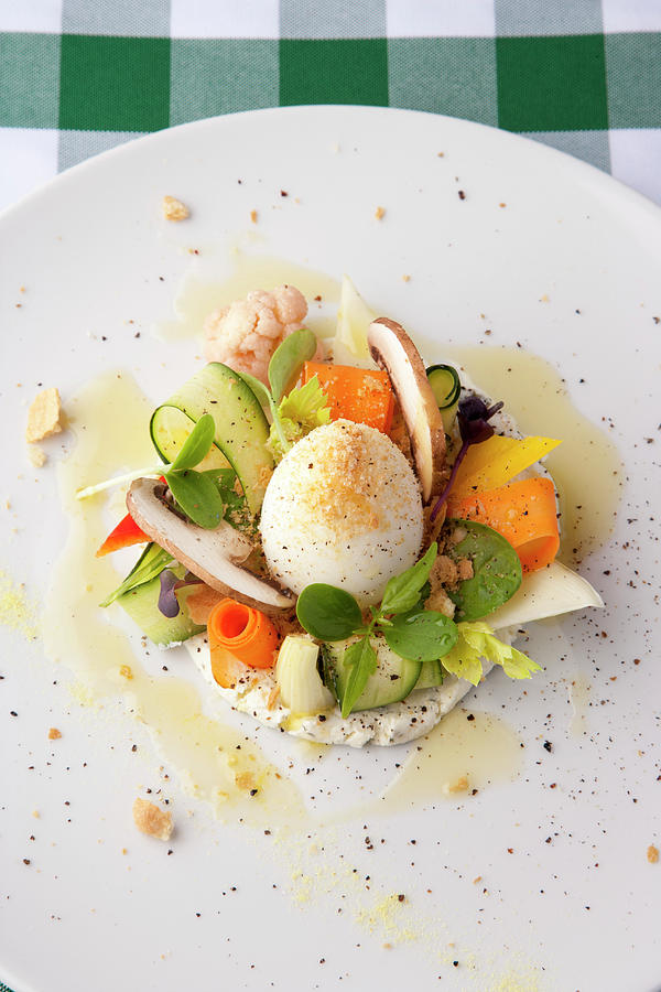 Spring Vegetables With Robiola Cheese And A Boiled Egg Photograph by Michael Wissing