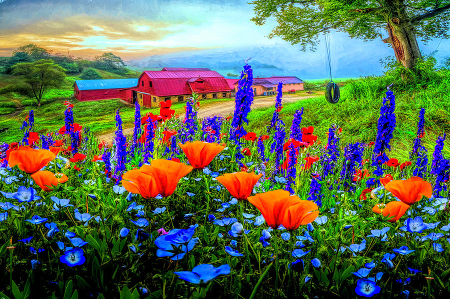 Springtime at the Farm in Vivid Colors Photograph by Debra and Dave Vanderlaan