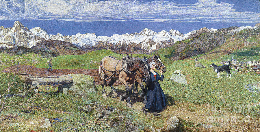 Springtime In The Alps The Allegory Drawing by Heritage Images