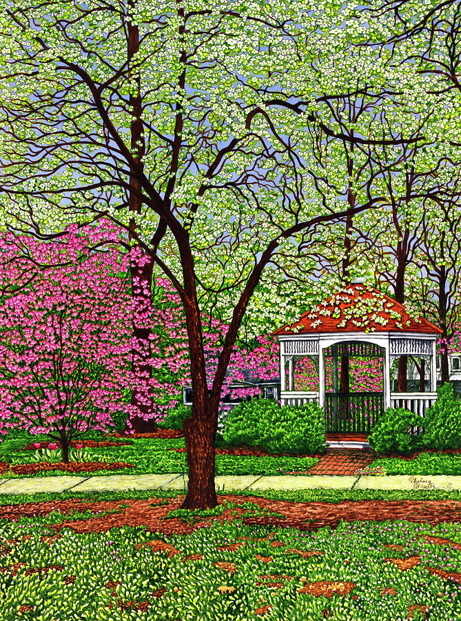 Spring Painting - Springtime In The Park by Thelma Winter