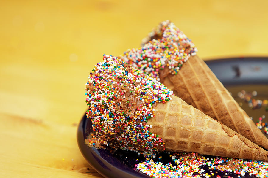 Sprinkled Waffle Cones Photograph by Lisa Stokes