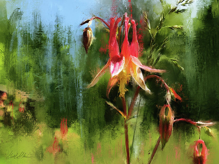 Spruce Forest Columbine Flower Digital Art by Garth Glazier