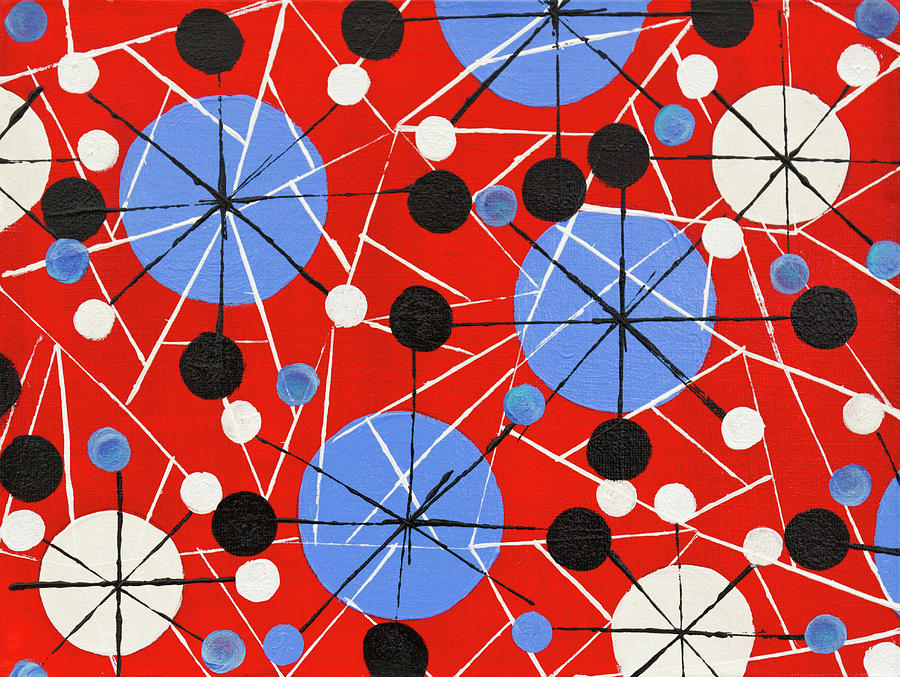 SPUTNIK RETRO ABSTRACT - Red And Blue Painting by Seeables Visual Arts