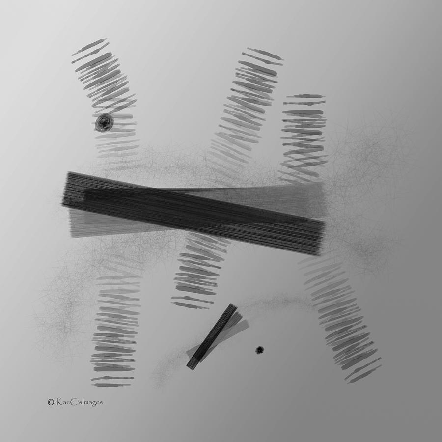 Square Abstract in Black and White Digital Art by Kae Cheatham