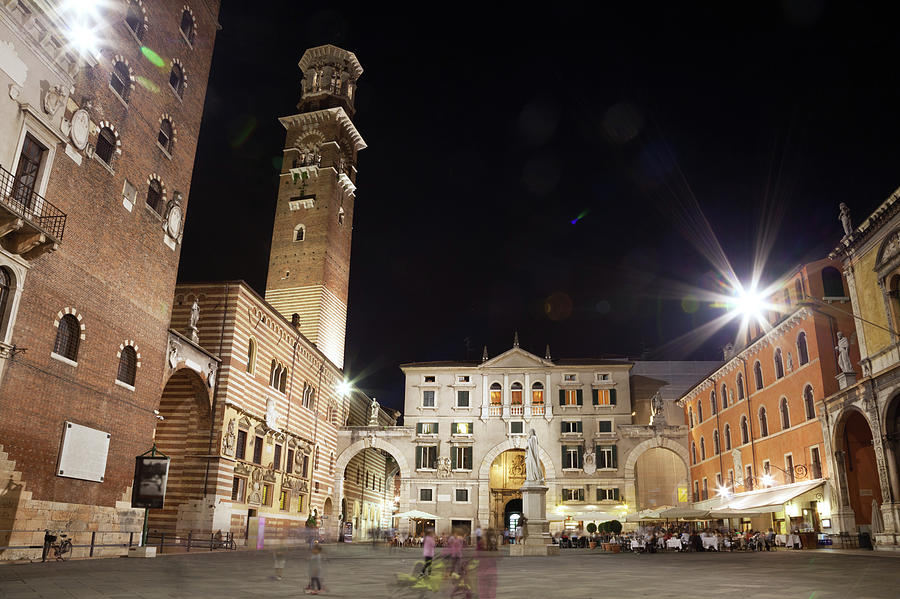 Square In Verona At Night Photograph by Matteo Colombo