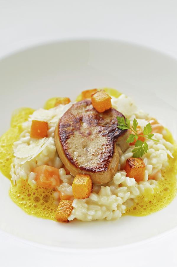 Squash Risotto With Duck Liver Photograph by Herbert Lehmann