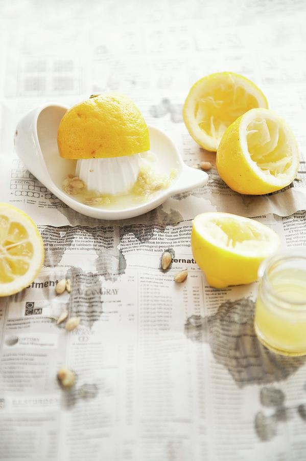 Squeezed Lemon Halves Photograph by Veronika Studer