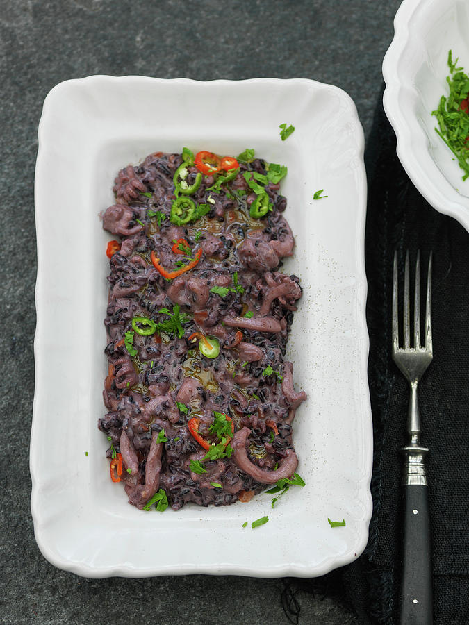 Squid Ink Risotto Photograph by Andreas Thumm - Fine Art America