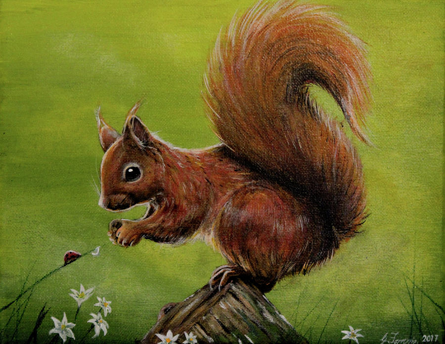 Animal Painting - Squirrel by Greg Farrugia